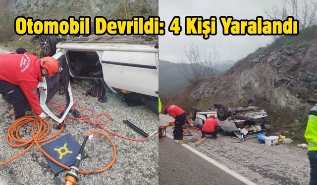 Otomobil Devrildi: 4 Kişi Yaralandı
