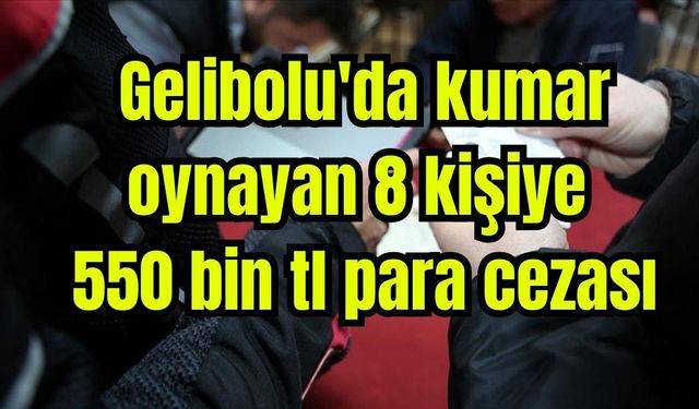 Gelibolu'da kumar oynayan 8 kişiye 550 bin tl para cezası