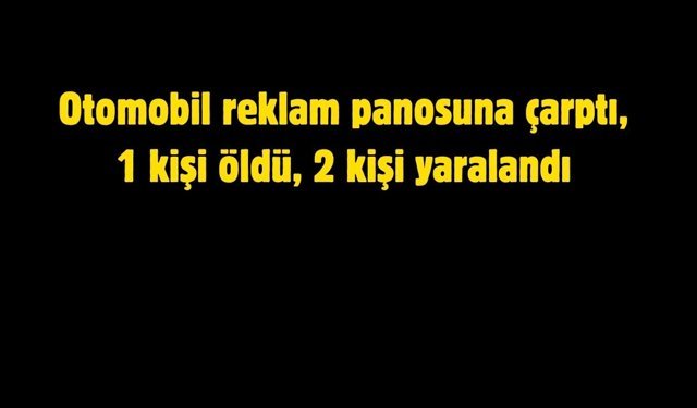 Otomobil reklam panosuna çarptı, 1 kişi öldü, 2 kişi yaralandı
