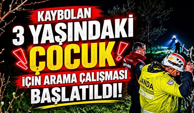 Kaybolan 3 yaşındaki çocuk için arama çalışması başlatıldı