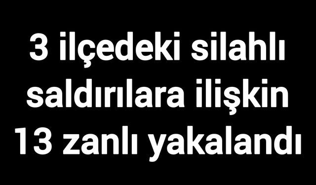 3 ilçedeki silahlı saldırılara ilişkin 13 zanlı yakalandı