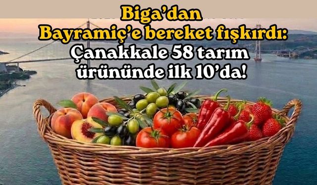 Biga’dan Bayramiç’e bereket fışkırdı: Çanakkale 58 tarım ürününde ilk 10’da!