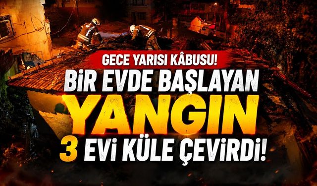 Gece Yarısı Kâbusu! Bir Evde Başlayan Yangın 3 Evi Küle Çevirdi