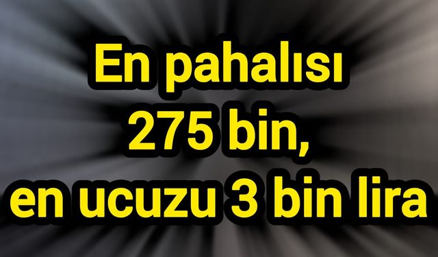 En pahalısı 275 bin, en ucuzu 3 bin lira
