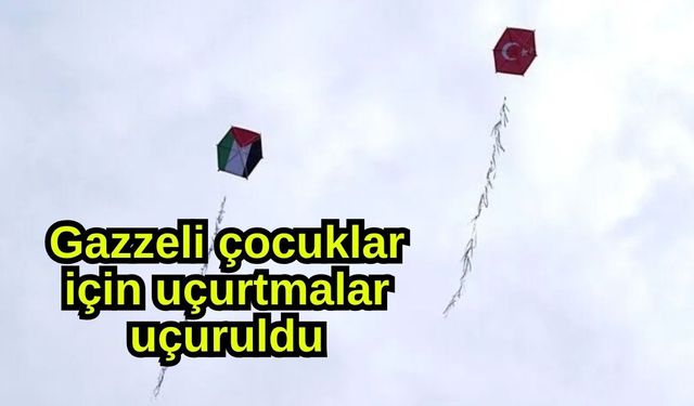 Gazzeli çocuklar için uçurtmalar uçuruldu