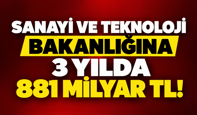 Sanayi ve Teknoloji Bakanlığına 3 yılda 881 milyar TL!