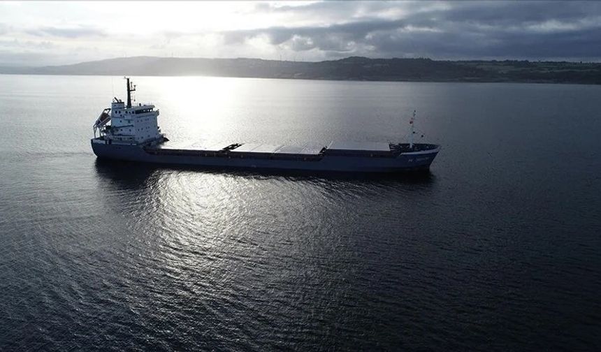Çanakkale Boğazı'ndaki dev gemi demir bölgesinde bekletiliyor
