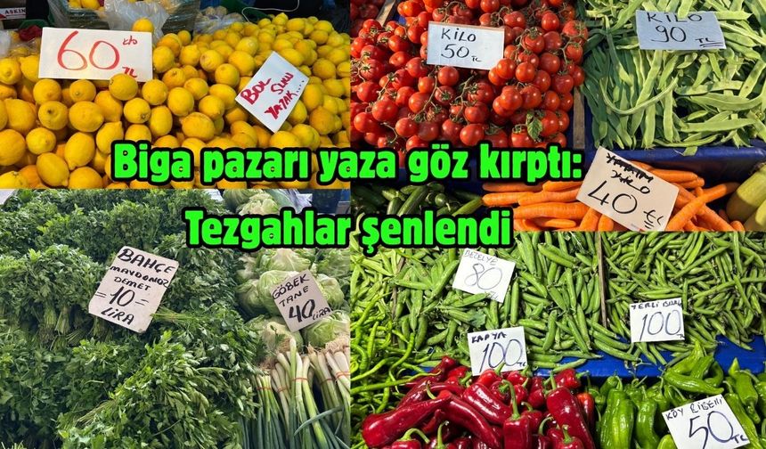 Biga pazarı yaza göz kırptı: Tezgahlar şenlendi