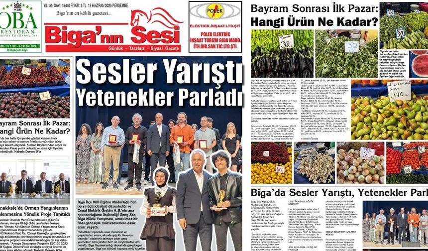 Çanakkale Biga'nın Sesi Gazetesi 12 Haziran 2025 Perşembe