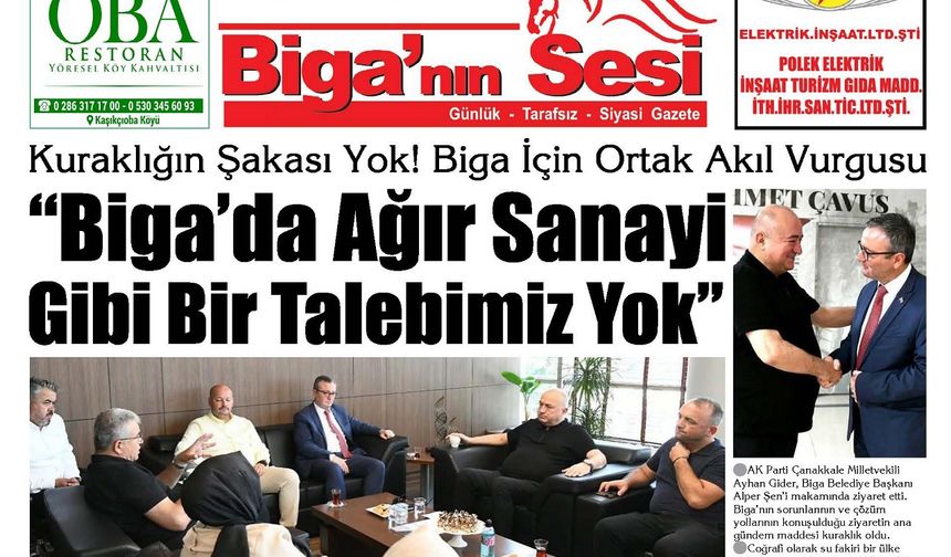 Çanakkale Biga'nın Sesi Gazetesi 4 Temmuz 2025