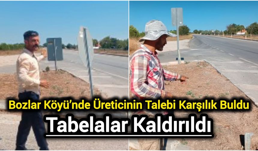 Bozlar Köyü’nde Tehlikeli Tabelalar Kaldırıldı