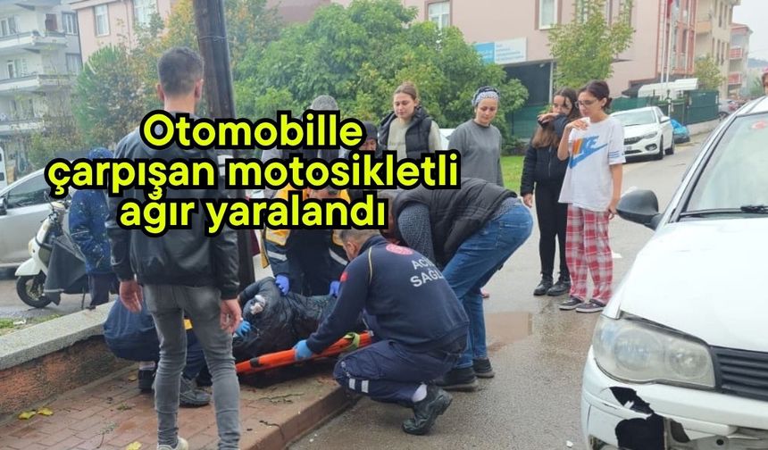 Otomobille çarpışan motosikletli ağır yaralandı