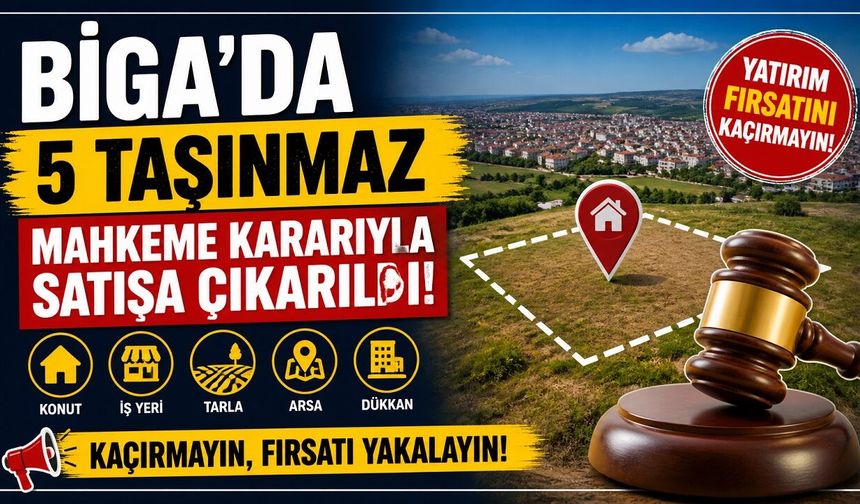 Biga’da 5 Taşınmaz Mahkeme Kararıyla Satışa Çıkarıldı