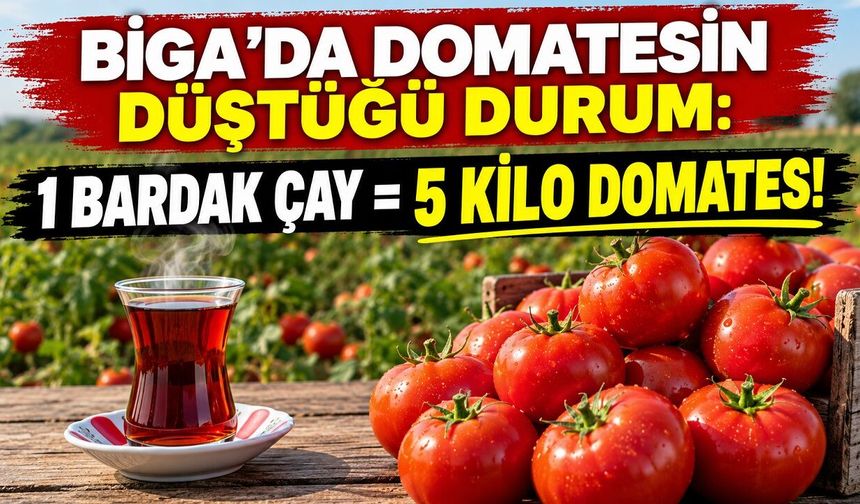 Biga’da domatesin düştüğü durum: 1 bardak çay = 5 kilo domates!