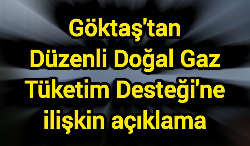 Göktaş'tan Düzenli Doğal Gaz Tüketim Desteği'ne ilişkin açıklama