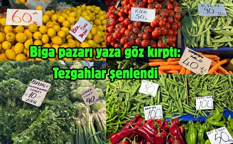 Biga pazarı yaza göz kırptı: Tezgahlar şenlendi