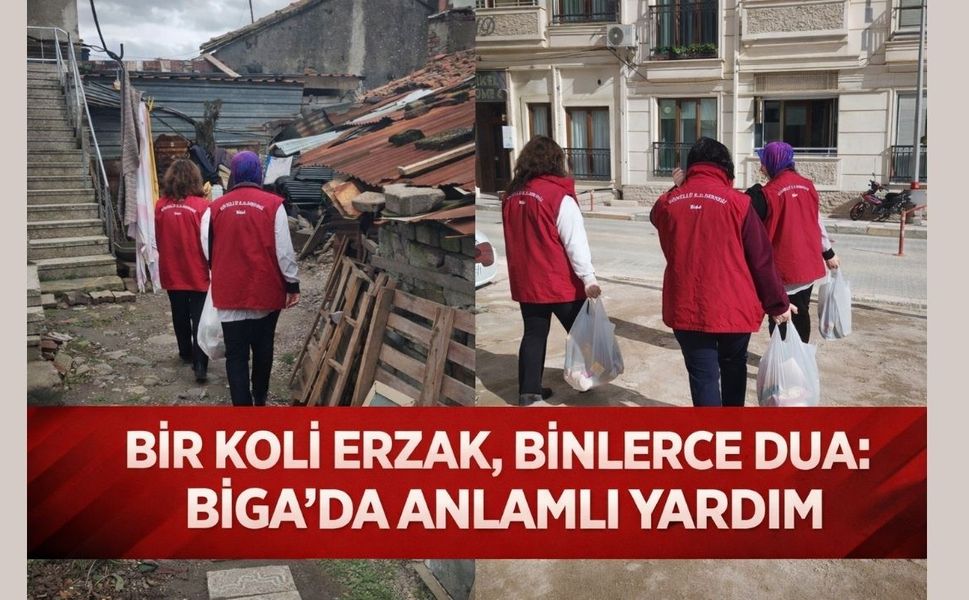 Biga’da ramazan sevinci kapı kapı dağıtıldı