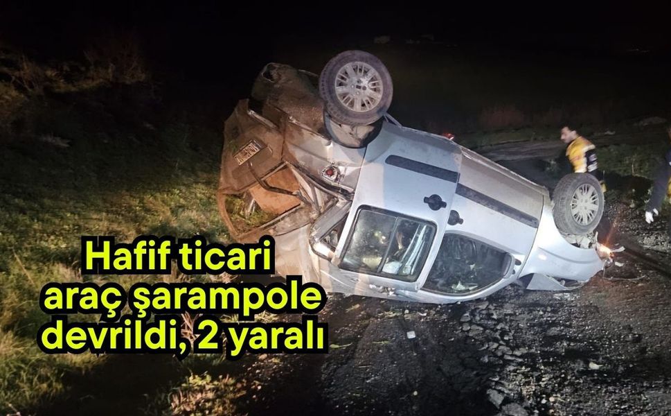 Hafif ticari araç şarampole devrildi, 2 yaralı