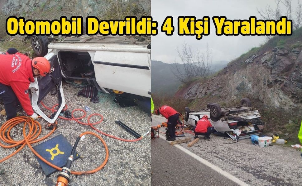 Otomobil Devrildi: 4 Kişi Yaralandı