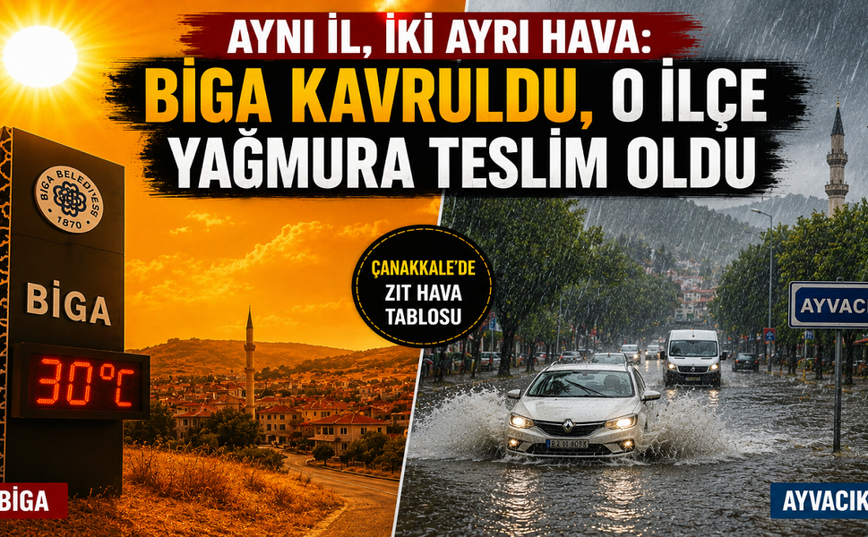 Çanakkale’de İki Farklı Mevsim: Biga yanarken o ilçeyi sağanak vurdu