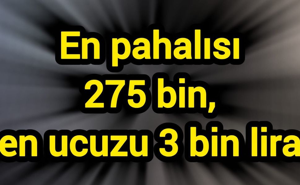 En pahalısı 275 bin, en ucuzu 3 bin lira
